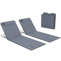 Outsunny Lot de 2 Tapis de Plage rembourré - lot de 2 Matelas de Plage - nattes de Plage - Dossier inclinable(m-1)