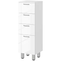 kleankin Meuble de salle de bain sur pied - 4 tiroirs et base surélevée, commode salle de bain salon chambre, 30x30x93cm, blanc(m-12)
