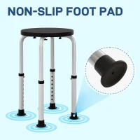 HOMCOM Shower Chair, Height Adjustable Aluminium Shower Stool with Non-Slip Feet for Disabled, Elderly, Black(m-6)