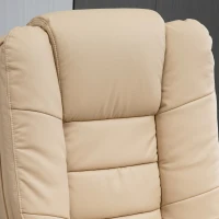 HOMCOM Set Fotoliu Relax și Pouf pentru Picioare, Rotativ la 360° si Reclinabil, Imitatie de piele PU cu Suport pentru Cap si Brate, Bej(m-9)