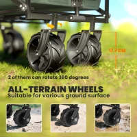 Outsunny 180L Festival Trolley on Wheels, Push & Pull Beach Cart with Removable Canopy, Wide All-Terrain Wheels, Folding Camping Trolley Cart, Adjustable Handle for Garden Fishing Shopping, Green(m-6)