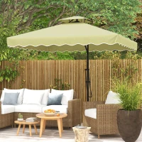 Outsunny Gartenschirm, Ampelschirm, dekorativer Rand, Lüftungsdach, Metallgestell, 2,4x2,4x2,6m, Beige(m-10)