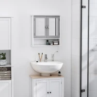 kleankin Bathroom Wall Storage Cabinet - Grey(m-2)