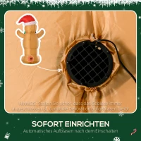 HOMCOM Aufblasbare Weihnachtsdeko 1,83 m Lebkuchenmann mit Schleife, 3 LEDs, internes Gebläse Gartendeko(m-6)