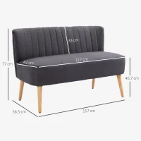 HOMCOM, Canapea cu Două Locuri, Loveseat, Material textil cu efect de in, 117 x 56.5 x 77 cm, Gri Închis(m-3)