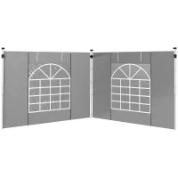 Outsunny 2 Paredes Laterales para Carpas 300x200 cm con Ventana Enrollable y Puerta con Cremallera para Carpa 3x3 m o 3x6 m Gris(m-11)
