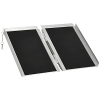 HOMCOM Rampa pentru Scaun cu Rotile, Pliabila din Aluminiu Texturat, Rampa Portabila pentru Prag de 5cm pentru Intrari(m-12)
