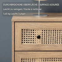 HOMCOM Comodă cu 4 Sertare și Inserții din Rattan Stil Boho, 80x35x95 cm, Lemn Natural(m-7)
