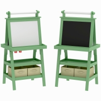 AIYAPLAY Tablă pentru Copii cu Șevalet 3 în 1, Sul de Hârtie și 2 Recipiente, din Lemn, 59x48x118 cm, Verde