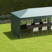 Outsunny 9 x 3 m Party Tent Gazebo Marquee Outdoor Patio Canopy Shelter with Windows and Side Panels Dark Green(m-8)