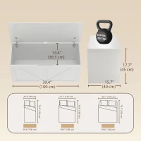 HOMCOM Arcón Contenedor 100 cm con 2 Bisagras de Seguridad Blanco Efecto Madera(m-3)