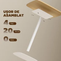 HOMCOM Masă de Bucătărie Pătrată 60 cm, Blat Efect Lemn, Bază din Oțel și Picioare Antiderapante, Lemn Natur(m-7)