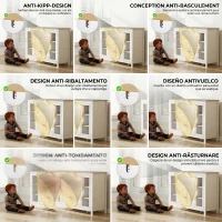 HOMCOM Mobilier de Bucătărie cu 2 Sertare și 3 Dulapuri, Uși din Sticlă și Rafturi Ajustabile, 120x40x90 cm, Alb și Stejar(m-11)