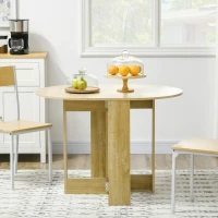 HOMCOM Space-saving Drop Leaf Table, Folding Dining Table for Small Space, Kitchen, Dining Room, Oak(m-11)