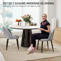 HOMCOM Set de 2 Scaune de Dining din Piele PU cu Picioare Metalice și Spătar în Formă de Scoică, Gri Deschis(m-4)