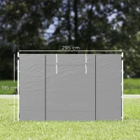 Outsunny 2 Paredes Laterales para Carpas 300x200 cm con Ventana Enrollable y Puerta con Cremallera para Carpa 3x3 m o 3x6 m Gris(m-3)