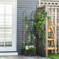 Outsunny Jardinière avec Treillis dim. 40L x 40l x 177H cm Insert d'irrigation Inclus PP Imitation rotin tressé Chocolat(m-10)
