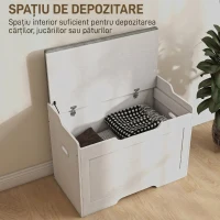 HOMCOM Bancă de depozitare de 103L multifuncțională din lemn cu pernă din țesătură, 75x40x56cm, albă(m-4)