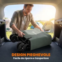 Outsunny Carrello da Giardino da 72L Pieghevole con Pannello Apribile, in Acciaio e Poliestere, 76x48x65-92 cm, Verde(m-7)