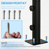 Outsunny Suport pentru Umbrelă de Terasă, Bază pentru Umbrelă pentru Patio, Ponton, Grădină și Curte, Negru(m-4)