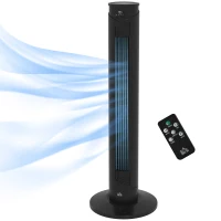 HOMCOM Ventilator turn 45W cu 4 moduri și 3 viteze, timer de 12h, din ABS, Ø31.5x93 cm, negru(m-12)
