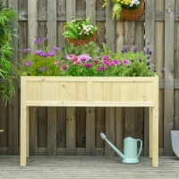 Outsunny Jardinieră Ridicată Pliabilă, Pat pentru Grădină în Lemn de Brad cu 4 Orificii de Drenaj, pentru Grădină, Terasă, Balcon, 115x56x76 cm, Culoare Lemn(m-10)
