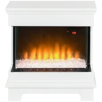 HOMCOM Șemineu Electric cu 10 Culori, Oprire Automată și Timer 12h, 61x28x66.5 cm, Alb(m-1)