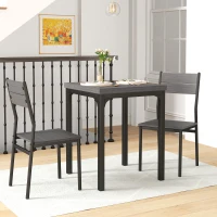 HOMCOM 3-teilige Essgruppe, Esstisch-Set, 1 Tisch, 2 Stühle, MDF+Metall, Grau(m-8)
