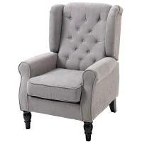 Homcom Fotoliu Chesterfield in Tesatura Detasabila cu Sezuta Ampla Gri 74 x 86 102 cm(m-11)
