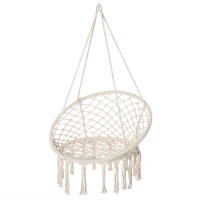Outsunny Chaise Suspendue Fauteuil suspendu intérieur extérieur Chaise hamac de Voyage Portable Ø 80 x 42H m macramé Coton Polyester Beige(m-12)