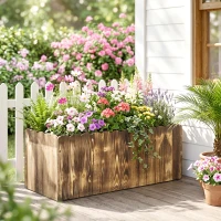 Outsunny Fioriera da Giardino Rettangolare per Interni ed Esterni, in Legno di Abete, 80x33x30 cm, color Legno(m-2)