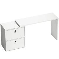 HOMCOM Escritorio Reversible en Forma de L con 2 Cajones Archivadores Diseño Moderno para Espacios Pequeños Oficina Blanco(m-1)