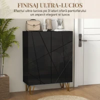 HOMCOM Dulap modern pentru pantofi, pentru 15-20 de perechi de pantofi, cu rafturi reglabile și închidere amortizată, negru(m-6)