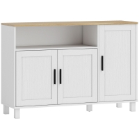 HOMCOM Buffet, meuble de rangement avec 3 portes, compartiment ouvert et étagères réglables, 110 x 33 x 75 cm, blanc