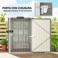 Outsunny Casetta da Giardino Porta Attrezzi in Acciaio Galvanizzato con Porta a Battente, 100x104x160 cm, Grigio Chiaro(m-4)