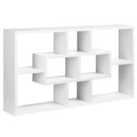 HOMCOM Wandregal Hängeregal Schweberegal Regal Bücherregal Wandboard Organizer Lowboard Holz Weiß 85 x 14,5 x 47,5 cm(m-1)