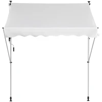 Outsunny Store banne manuel rétractable 2L x 1,5l x 1,7-2,8H m inclinaison réglable installation rapide store banne sans perçage pour balcon métal aluminium polyester blanc(m-13)