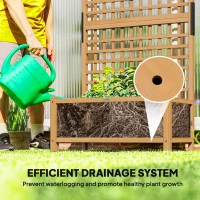 Outsunny Raised Bed with Drainage Holes, Wood Planter with Trellis for Climbing Plants to Grow Vegetables, Flowers, Yellow(m-6)