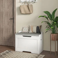 HOMCOM Bancă de depozitare de 103L multifuncțională din lemn cu pernă din țesătură, 75x40x56cm, albă(m-9)
