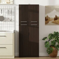 HOMCOM Mobilier de depozitare minimalist cu 2 dulapuri și rafturi reglabile, din lemn negru, 59x31x155 cm(m-9)