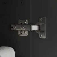 HOMCOM Armadietto Pensile Bagno 2 Ante con Specchiera e 2 Ripiani Interni in MDF, 60x15x75 cm, Nero(m-9)