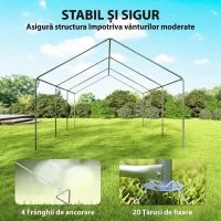 Outsunny Cort Petreceri, Pavilion Grădină cu Pereți Laterali, 2 Uși Fermoar și 6 Ferestre, 4x6 m, Oțel Galvanizat, Alb(m-8)