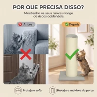 PawHut Poste Arranhador para Gatos 75,5 cm com Base Estável e Corda de Sisal Natural, Cinzento-Claro(m-7)