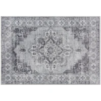 HOMCOM Teppich Maschinenwaschbar Anti-Rutsch Wohnzimmerteppich mit Flanell-Optik, 230 x 160cm, Grau(m-1)