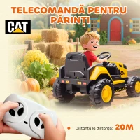 AIYAPLAY Mașină Electrică pentru Copii 3-6 Ani Brand Oficial CAT 12V, Conducere Manuală și cu Telecomandă, Galben(m-5)