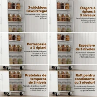 HOMCOM Cărucior de Bucătărie cu Sertar, Dulap, Suport pentru Prosoape și 3 Suporturi pentru Condimente, din Lemn, 62x40x87 cm, Alb(m-6)
