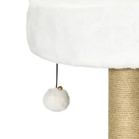 PawHut 42cm Indoor Cat Tree, with Toy Balls, Jute Scratching Post - White(m-10)
