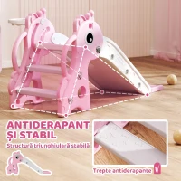 AIYAPLAY Tobogan pentru Copii cu Scară, Coș de Baschet și Minge, Design Girafă, pentru Copii 1-3 Ani, Roz(m-7)