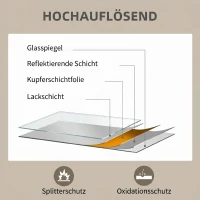HOMCOM Wandspiegel, 60 x 80 cm, Rahmen in Holzoptik, einfache Montage, inkl. Schrauben(m-6)