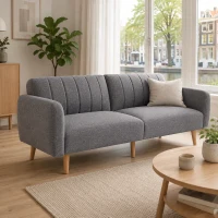 HOMCOM Multifunctionele Slaapbank 2-zits met Verstelbare Rugleuning en Slaapfunctie, Grijs(m-2)